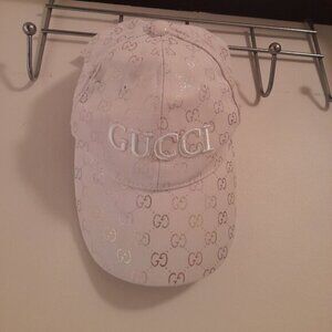 Authentic white Gucci monogram hat/cap.
